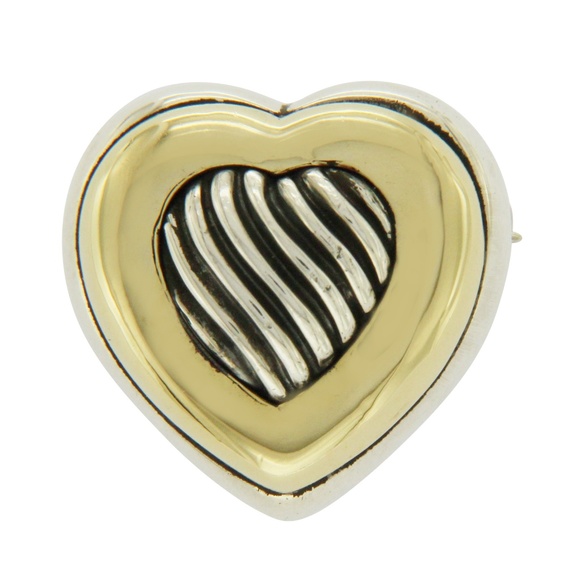 David Yurman 18k Yellow Gold Silver Heart Brooch